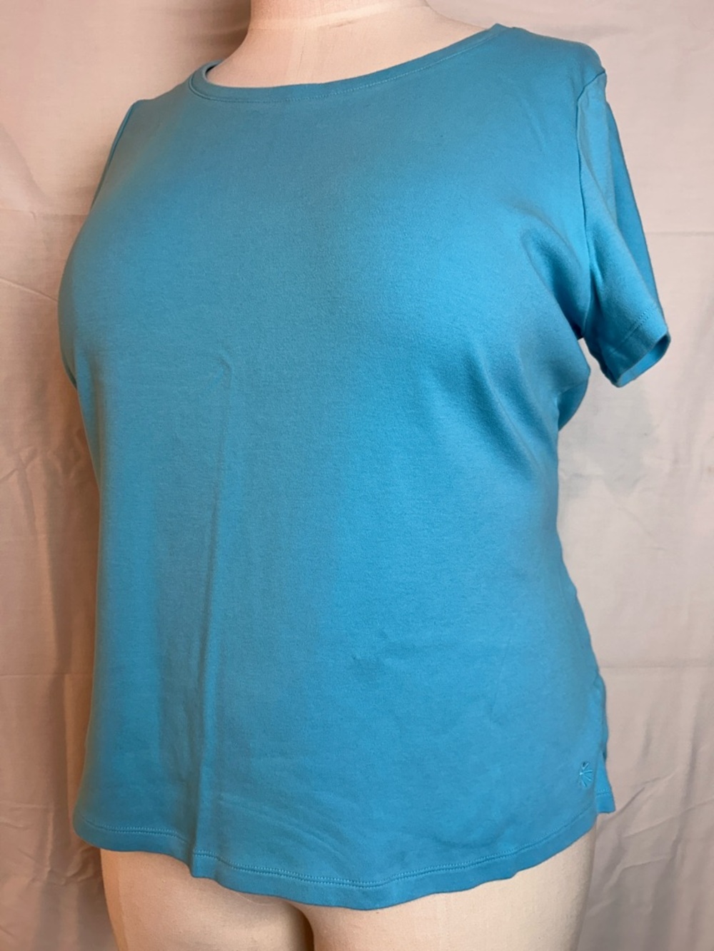 Isaac Mizrahi Live 2X Teal Blue Tee Shirt Plus Size Short Sleeve Basic Top